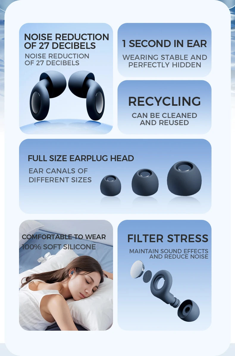 25dB Silicone Ear Plugs for Sleeping and Noise Reduction
