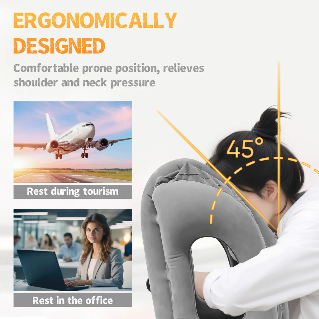 Inflatable Travel Neck Pillow with Head Support