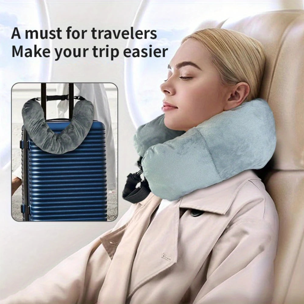 Adjustable Travel Neck Pillow with Storage Pouch