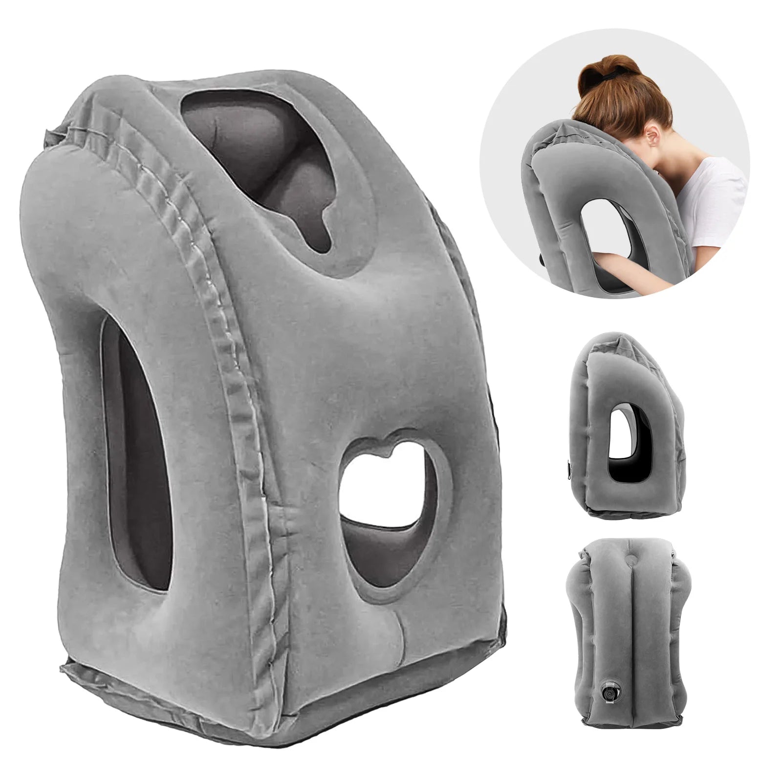 Inflatable Travel Neck Pillow with Head Support