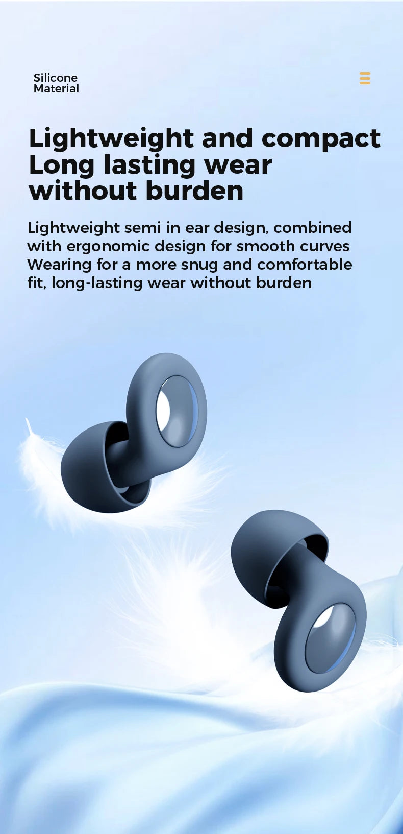 25dB Silicone Ear Plugs for Sleeping and Noise Reduction