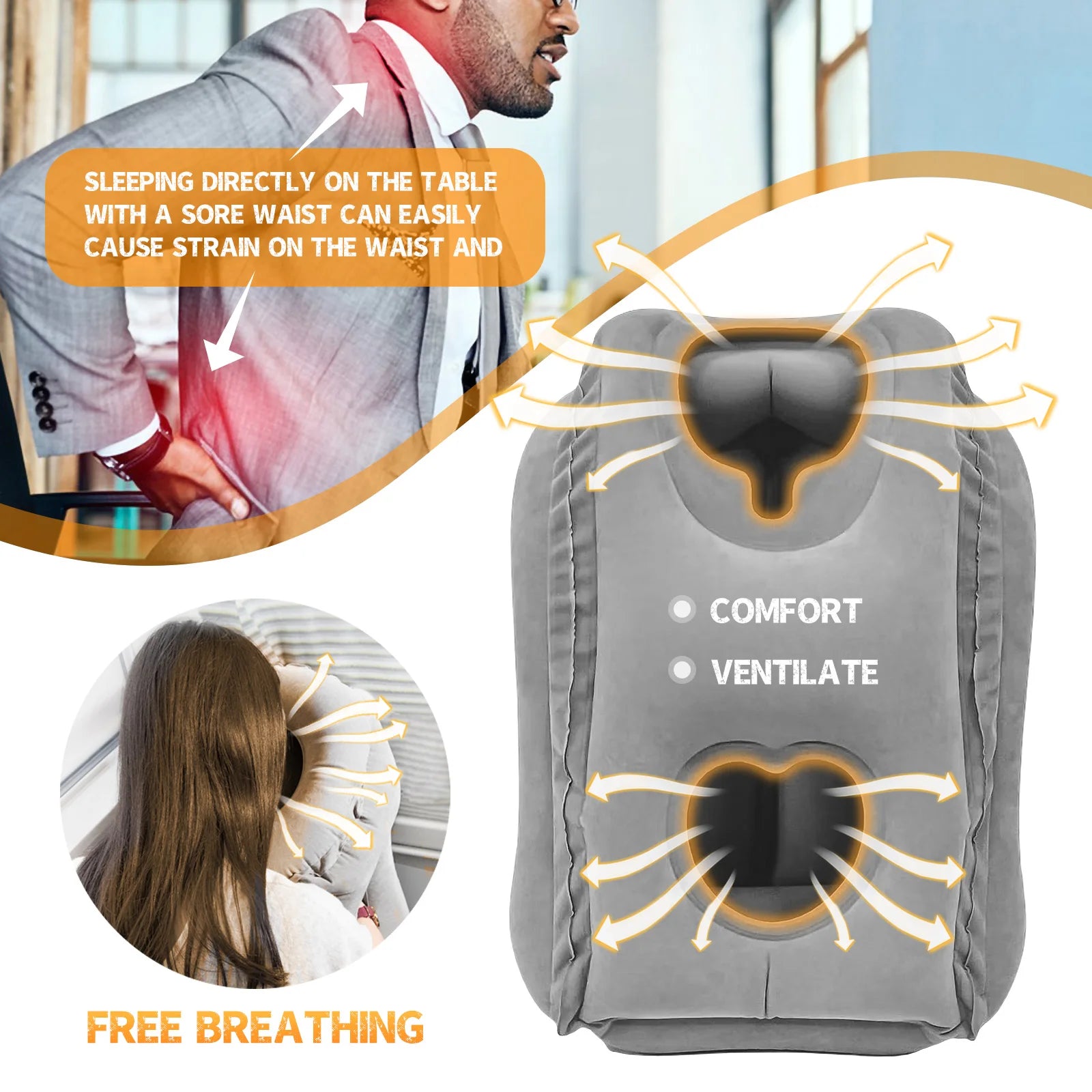 Inflatable Travel Neck Pillow with Head Support