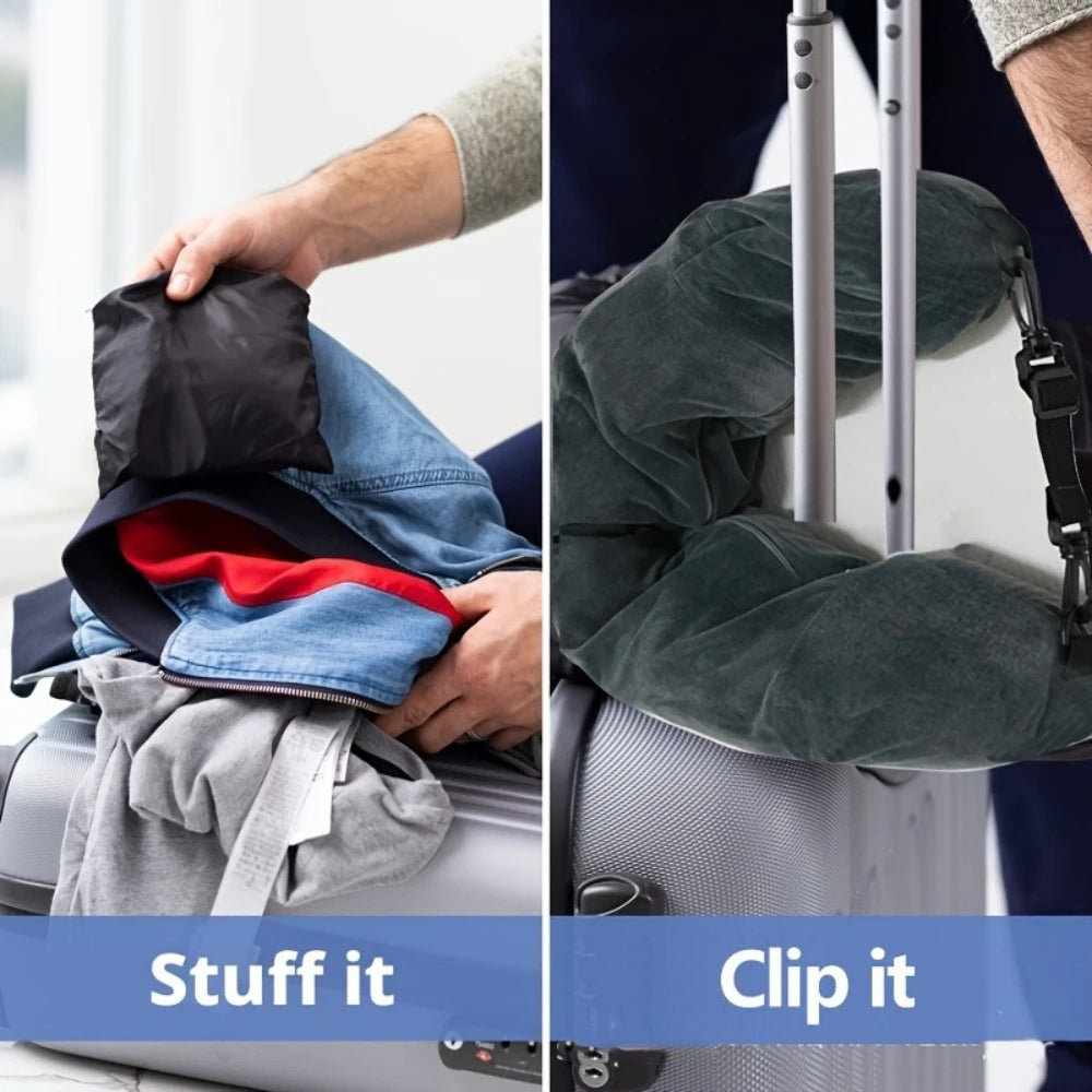 Adjustable Travel Neck Pillow with Storage Pouch