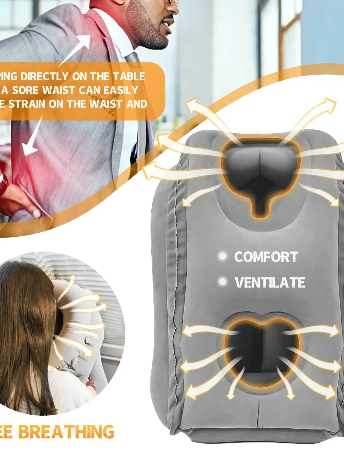 Inflatable Travel Neck Pillow with Head Support