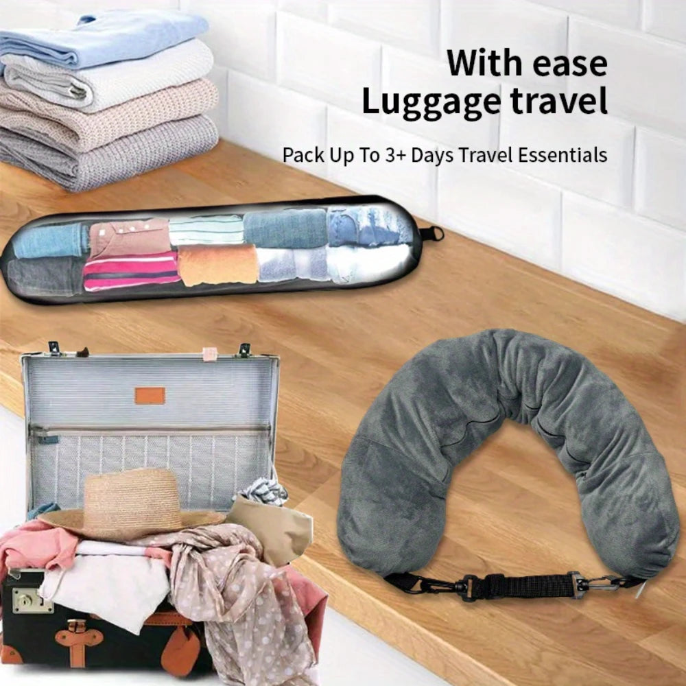 Adjustable Travel Neck Pillow with Storage Pouch